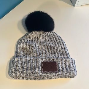 NWOT Love Your Melon blue and white pom beanie hat